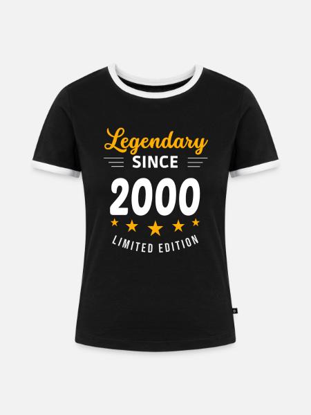 Legendär seit 2000 - Frauen Kontrast-T-Shirt - Schwarz/Weiß