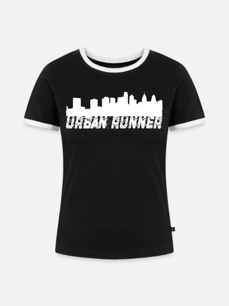 Runner - Frauen Kontrast-T-Shirt - Schwarz/Weiß