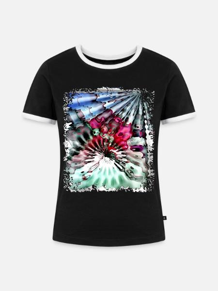 Psychedelic Power - Frauen Kontrast-T-Shirt - Schwarz/Weiß