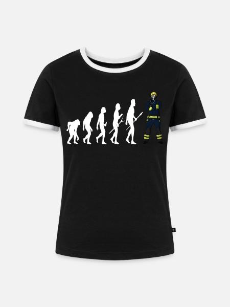Feuerwehrmann Entwicklung - Frauen Kontrast-T-Shirt - Schwarz/Weiß