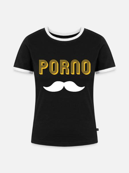 Porno mustache - Frauen Kontrast-T-Shirt - Schwarz/Weiß