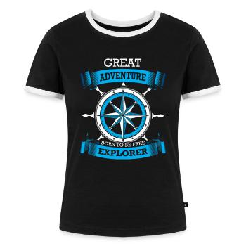 Kompass Segeln Reisen - Frauen Kontrast-T-Shirt - Schwarz/Weiß - Vorne - Selfina (174cm)