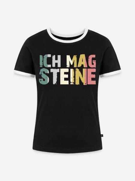 Ich mag Steine - Frauen Kontrast-T-Shirt - Schwarz/Weiß