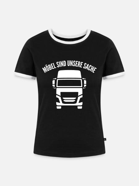 Möbel sind unsere Sache - Frauen Kontrast-T-Shirt - Schwarz/Weiß