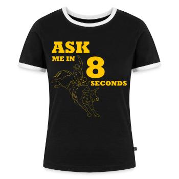 Stierreitender Cowboy - Frauen Kontrast-T-Shirt - Schwarz/Weiß - Vorne - Selfina (174cm)