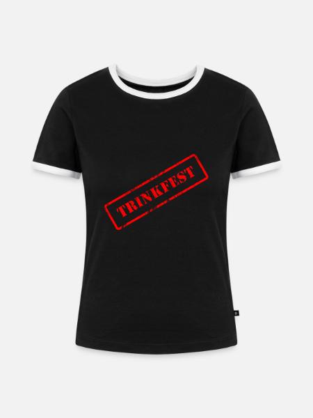 Stempel Trinkfest Rot - Frauen Kontrast-T-Shirt - Schwarz/Weiß