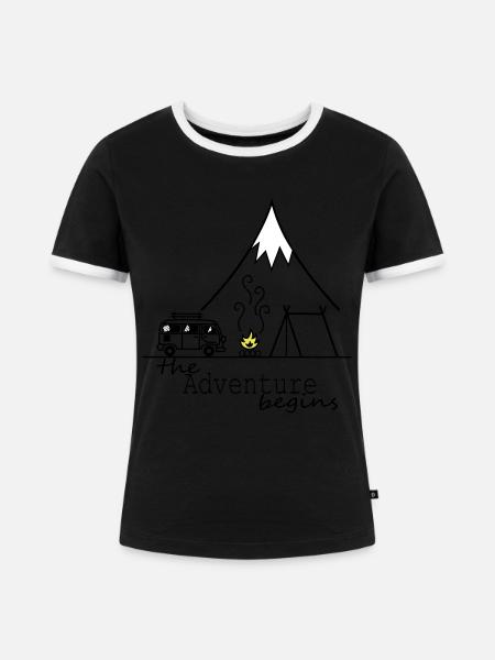 The Adventure begins - Frauen Kontrast-T-Shirt - Schwarz/Weiß