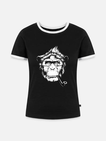 Ironic Chimp - Darks - Frauen Kontrast-T-Shirt - Schwarz/Weiß
