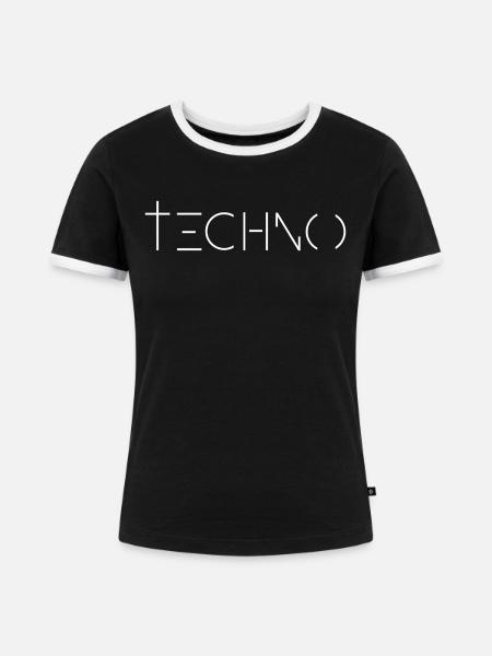 Techno Musik Rave Religion - Frauen Kontrast-T-Shirt - Schwarz/Weiß
