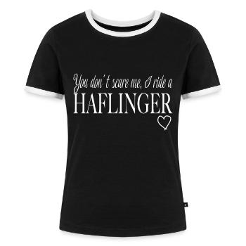 Haflinger, Pferd, Pferde - Frauen Kontrast-T-Shirt - Schwarz/Weiß - Vorne - Selfina (174cm)
