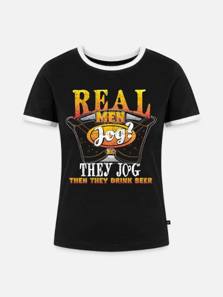 Jogging Bier - Frauen Kontrast-T-Shirt - Schwarz/Weiß