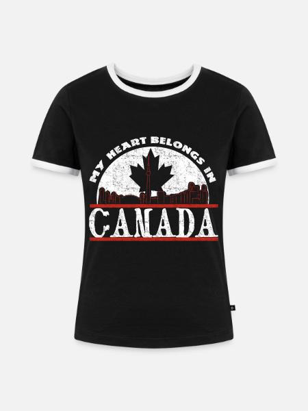Kanada - Frauen Kontrast-T-Shirt - Schwarz/Weiß