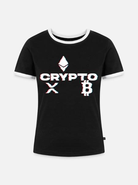 Crypto Glitch - Frauen Kontrast-T-Shirt - Schwarz/Weiß