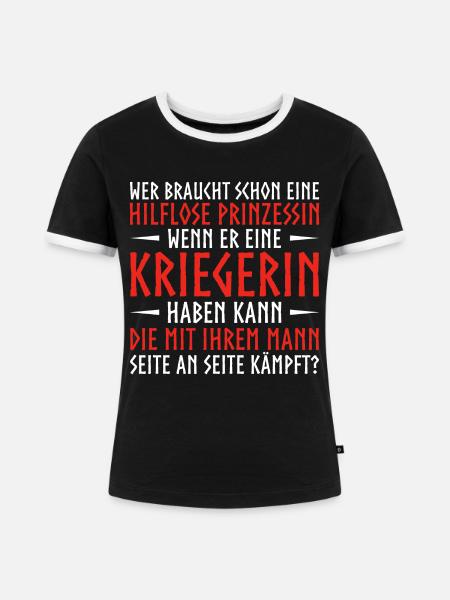 Die Kriegerin - Frauen Kontrast-T-Shirt - Schwarz/Weiß