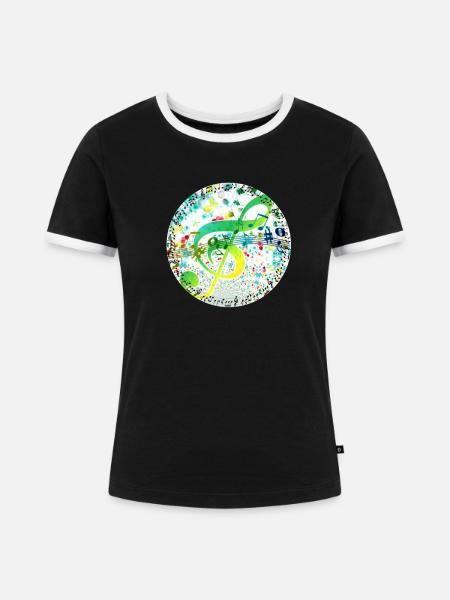 Violinschlüssel - Frauen Kontrast-T-Shirt - Schwarz/Weiß