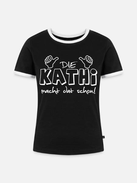 Kathi - Frauen Kontrast-T-Shirt - Schwarz/Weiß