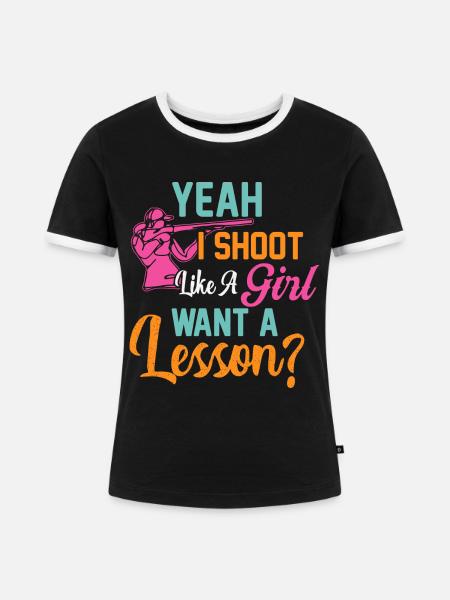 Fallenschießen - Frauen Kontrast-T-Shirt - Schwarz/Weiß