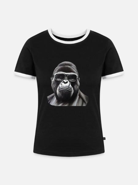 Cooler Gorilla - Frauen Kontrast-T-Shirt - Schwarz/Weiß