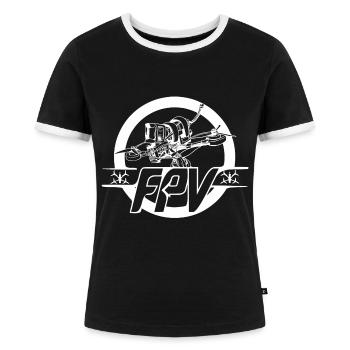 Drohne - Frauen Kontrast-T-Shirt - Schwarz/Weiß - Vorne - Selfina (174cm)