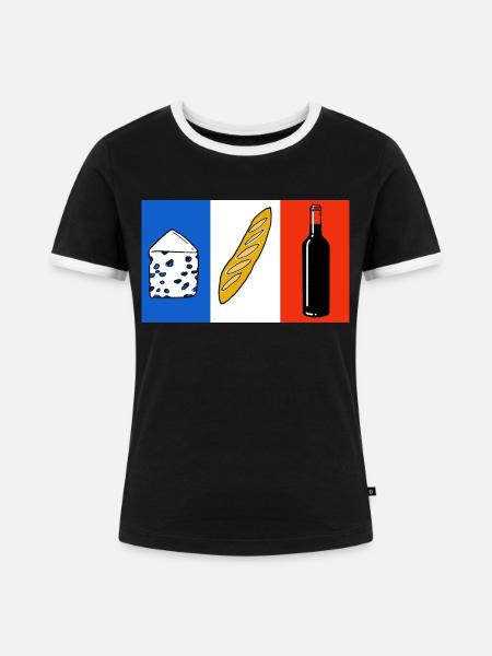 französische Flagge - Frauen Kontrast-T-Shirt - Schwarz/Weiß