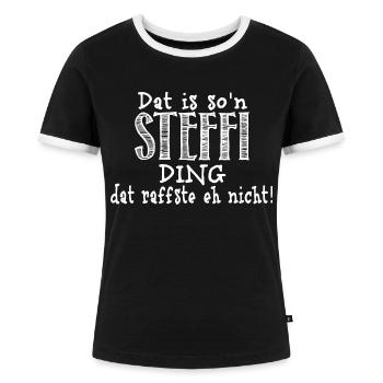 steffi - Frauen Kontrast-T-Shirt - Schwarz/Weiß - Vorne - Selfina (174cm)