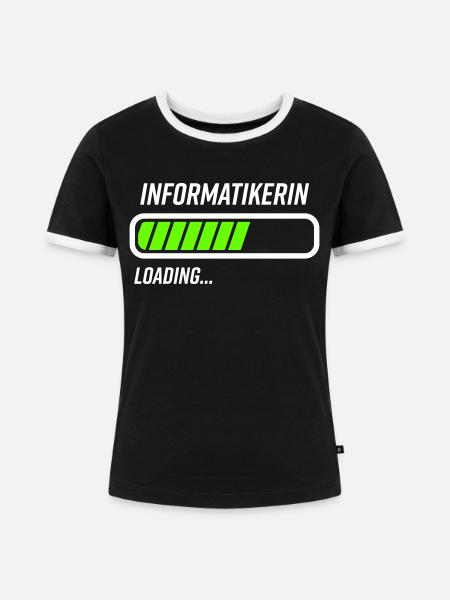 Informatikerin Loading Ladebalken - Frauen Kontrast-T-Shirt - Schwarz/Weiß