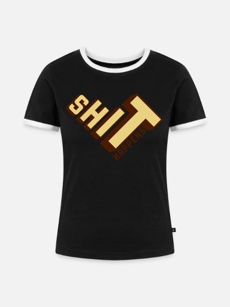 Shit happens Haufen machen - Frauen Kontrast-T-Shirt - Schwarz/Weiß