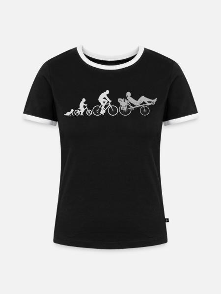Evolution Liegerad - Frauen Kontrast-T-Shirt - Schwarz/Weiß