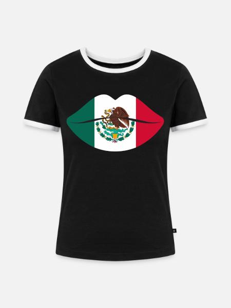 Kuss Mexiko - Frauen Kontrast-T-Shirt - Schwarz/Weiß