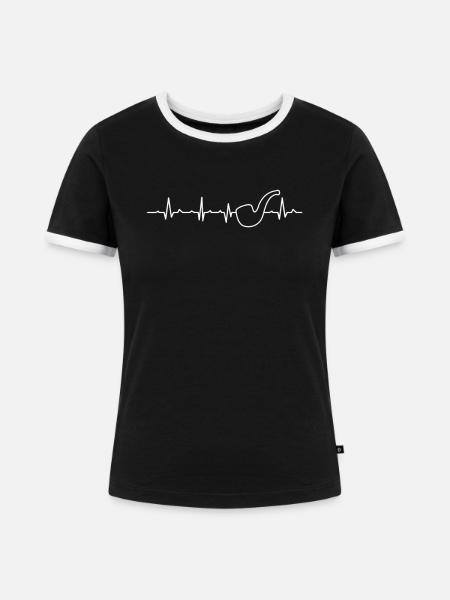 Zigarren-Tabak-rauchende Raucher-Rauch-Zigarettenpfeife - Frauen Kontrast-T-Shirt - Schwarz/Weiß