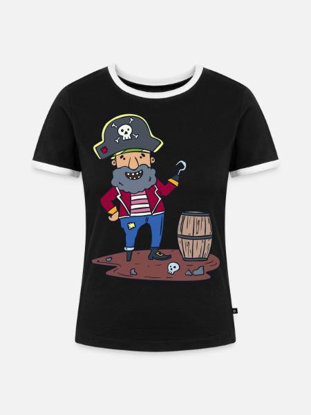 Pirat Räuber Rum - Frauen Kontrast-T-Shirt - Schwarz/Weiß