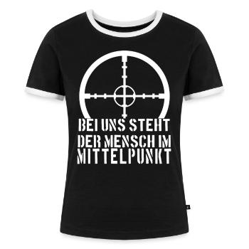 Soldat, Spruch, Lustig, Bundeswehr, Soldaten, - Frauen Kontrast-T-Shirt - Schwarz/Weiß - Vorne - Selfina (174cm)