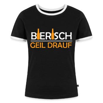 Bier Wortspiel Lustiger Bier Spruch - Frauen Kontrast-T-Shirt - Schwarz/Weiß - Vorne - Selfina (174cm)