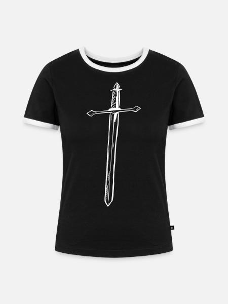Schwert - Frauen Kontrast-T-Shirt - Schwarz/Weiß