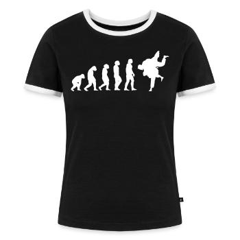 JUDO EVOLUTION JUDO Judoka JUDO Kampfsport - Frauen Kontrast-T-Shirt - Schwarz/Weiß - Vorne - Selfina (174cm)