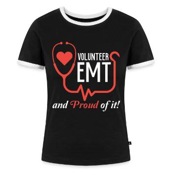 Freiwilliger Rettungsassistent für Rettungssanitäter bei EMT EMS - Frauen Kontrast-T-Shirt - Schwarz/Weiß - Vorne - Selfina (174cm)