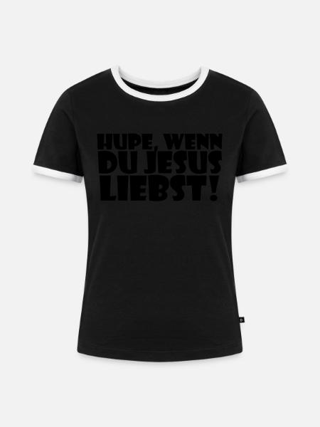 Sticker Auto Aufkleber Autoaufkleber Lustig Witzig - Frauen Kontrast-T-Shirt - Schwarz/Weiß