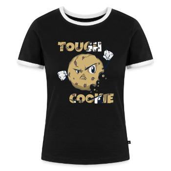 One Tough Cookie Ein harter Keks - Frauen Kontrast-T-Shirt - Schwarz/Weiß - Vorne - Selfina (174cm)