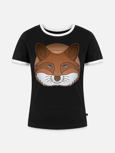Fuchs Waldtier Motiv - Frauen Kontrast-T-Shirt - Schwarz/Weiß