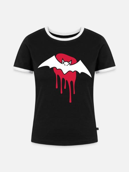 Fledermaus Blutfleck - Frauen Kontrast-T-Shirt - Schwarz/Weiß