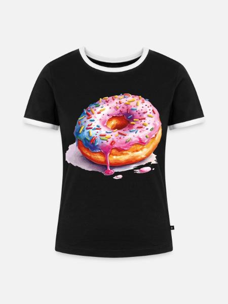 donut - Frauen Kontrast-T-Shirt - Schwarz/Weiß