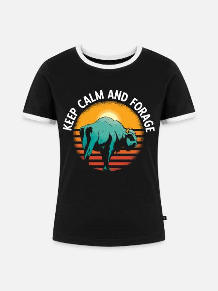Bison Retro Stiere Büffellove Spruch - Frauen Kontrast-T-Shirt - Schwarz/Weiß