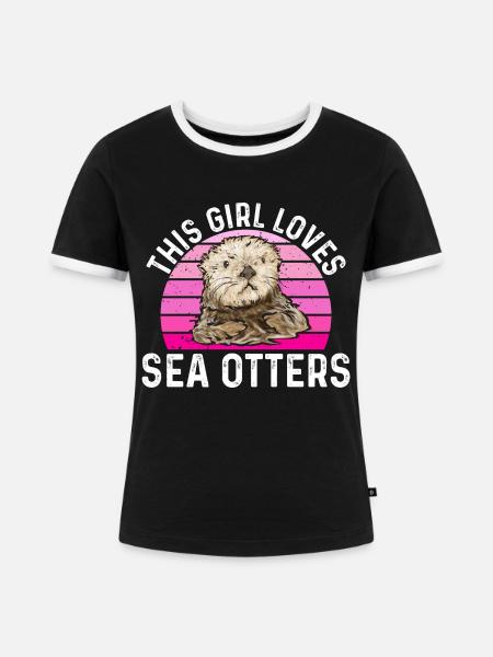 Seeotter - Frauen Kontrast-T-Shirt - Schwarz/Weiß