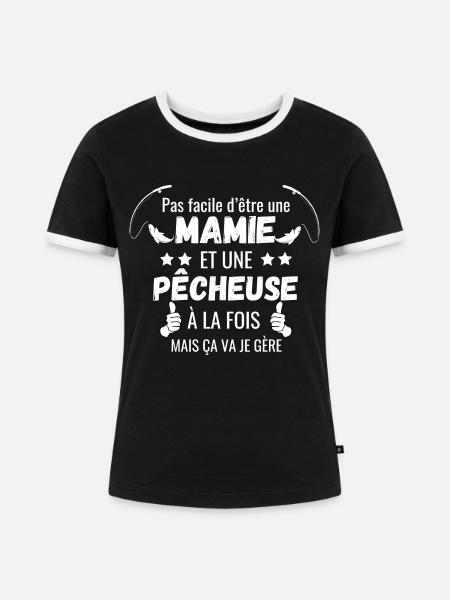 FISCHEREI GRANNIA - Frauen Kontrast-T-Shirt - Schwarz/Weiß