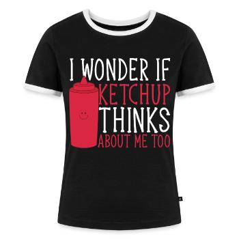 Ketchup Tomatenketchup - Frauen Kontrast-T-Shirt - Schwarz/Weiß - Vorne - Selfina (174cm)