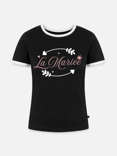 Die Braut Pink Arrow - Frauen Kontrast-T-Shirt - Schwarz/Weiß