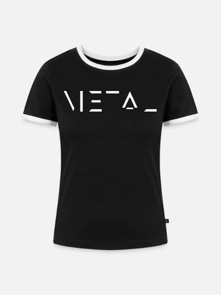 Minimalistischer Metal-Metalhead-Geschenk, Bandkonzert - Frauen Kontrast-T-Shirt - Schwarz/Weiß
