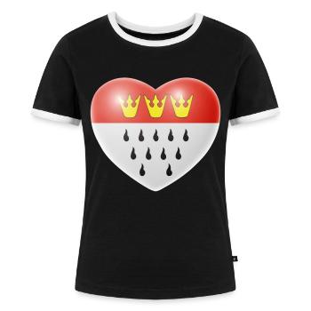 Herz (Köln) - Frauen Kontrast-T-Shirt - Schwarz/Weiß - Vorne - Selfina (174cm)