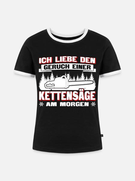 Geruch Kettensäge - Frauen Kontrast-T-Shirt - Schwarz/Weiß