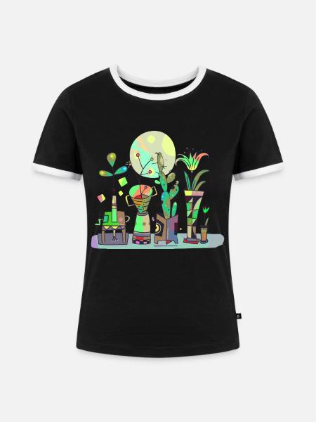 Pflanzen, Blumen - Frauen Kontrast-T-Shirt - Schwarz/Weiß